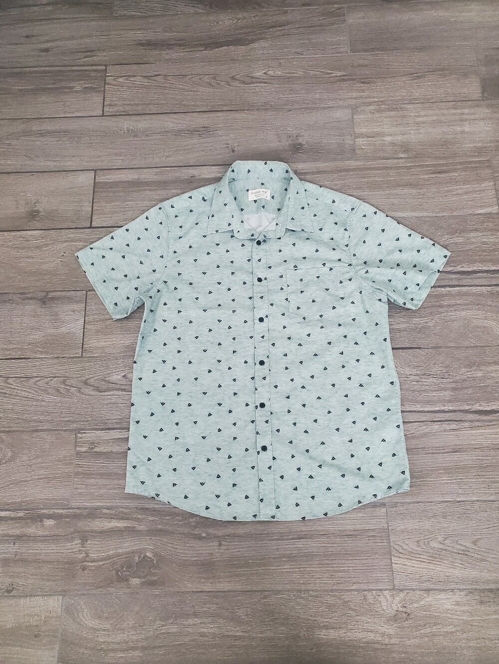 FOHEMR 100% polyester blend printed pocketed short sleeve shirt